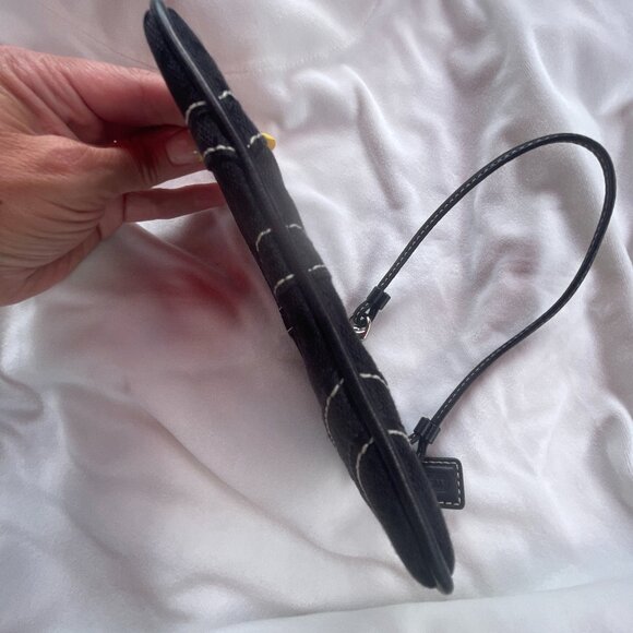 Coach Black Signature C's Wristlet with White Stitching Details - Picture 8 of 10